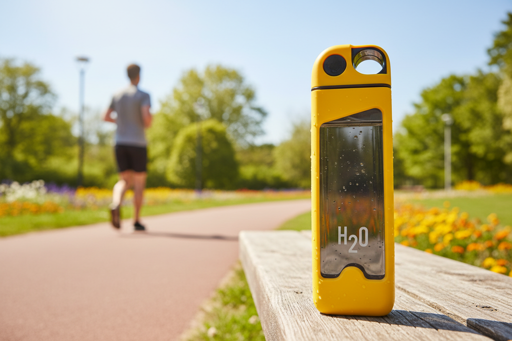Yellow H2O bottle lifestyle image